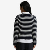 Barbour Emmy Striped Crew Neck Jumper In Dark Navy