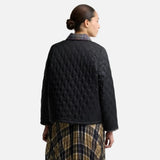 Barbour Icons Tartan Collar Cropped Liddesdale Quilted Jacket In Black Classic