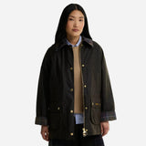 Barbour Icons Tartan Collar Modern Beadnell Waxed Jacket In Olive