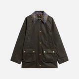 Barbour Icons Tartan Collar Modern Beadnell Waxed Jacket In Olive