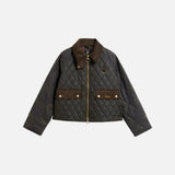 Barbour Tartan Reimagined Icons Tartan Quilted Spey Waxed Jacket In Olive Classic