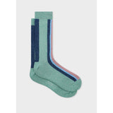 Paul Smith Cotton-Blend Vertical Stripe Socks In Mint Green