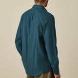 Paul Smith Cotton Flannel Shirt In Teal Blue