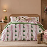 Wylder Spruce Stripes Reversible Brushed Cotton Double Duvet Cover Set In Oat