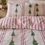 Wylder Spruce Stripes Reversible Brushed Cotton Double Duvet Cover Set In Oat