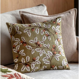 Gallery Direct Acorn Embroidered Cushion Olive In Green