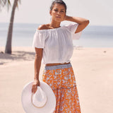 Aspiga Ilana Frill Organic Cotton Gauze Top In White