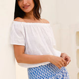 Aspiga Ilana Frill Organic Cotton Gauze Top In White