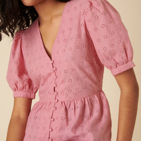 Nobody's Child Broderie Anglaise Ria Blouse In Pink