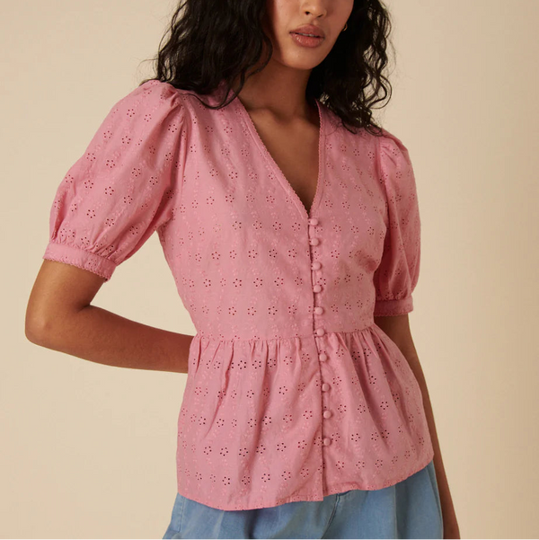 Nobody's Child Broderie Anglaise Ria Blouse In Pink