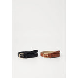 Pieces PCOline 2-Pack Jeans Belt In Black/Cognac