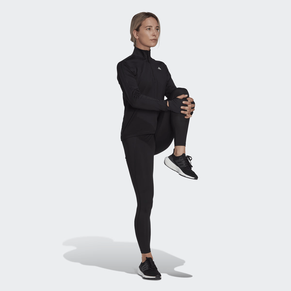 Adidas Women's Fast Running Half-Zip Long Sleeve Top In Black