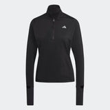 Adidas Women's Fast Running Half-Zip Long Sleeve Top In Black