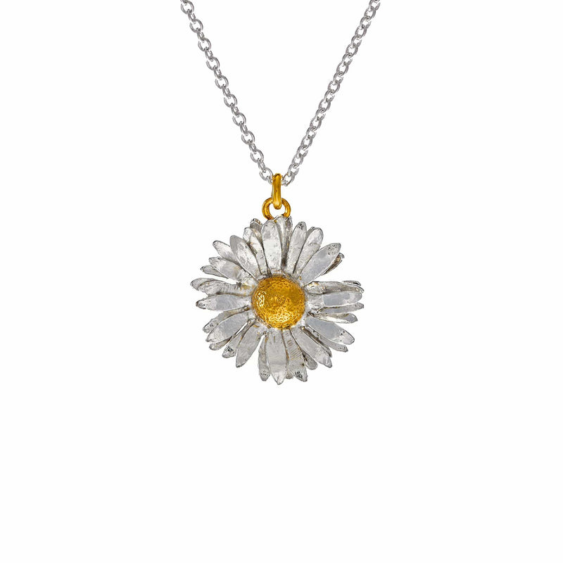 Alex Monroe Big Daisy Necklace in Silver & Gold