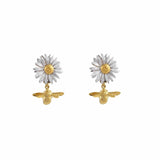 Alex Monroe Daisy Stud Earrings with Teeny Tiny Bee Drops