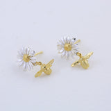 Alex Monroe Daisy Stud Earrings with Teeny Tiny Bee Drops