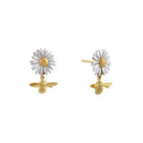 Alex Monroe Daisy Stud Earrings with Teeny Tiny Bee Drops