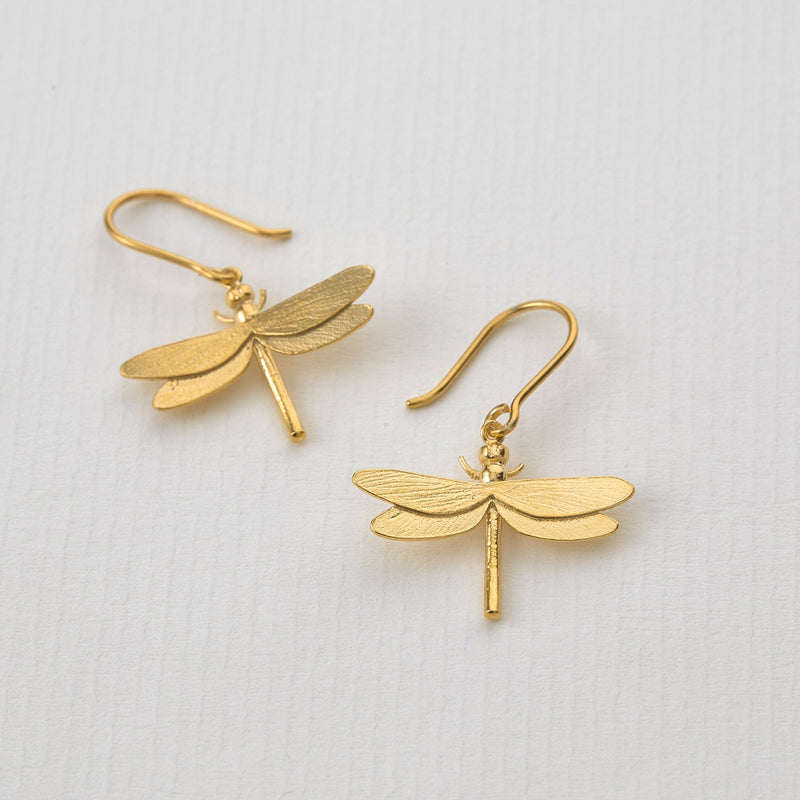 Alex Monroe Dragonfly Hook Earrings in Gold