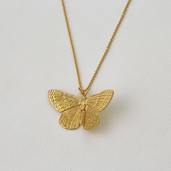 Alex Monroe Duke of Burgundy Butterfly Necklace in Gold