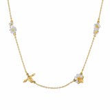 Alex Monroe Floral Chain Necklace with Teeny Tiny Bee