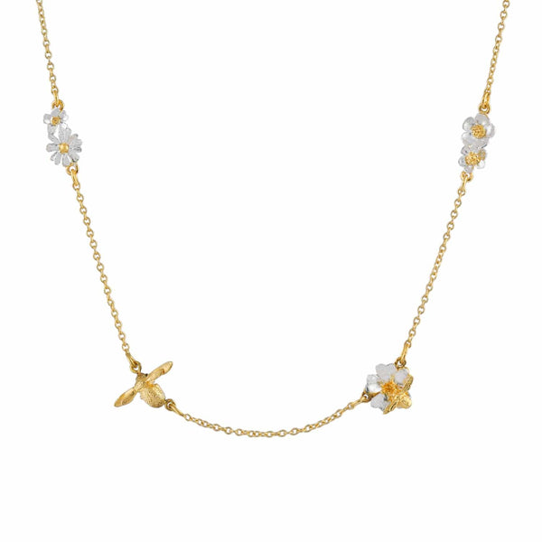 Alex Monroe Floral Chain Necklace with Teeny Tiny Bee