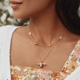 Alex Monroe Floral Chain Necklace with Teeny Tiny Bee