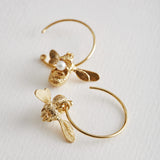 Alex Monroe Flying Bee with Pearl Hoop Earrings in Gold