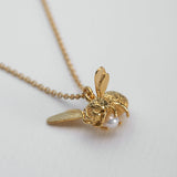 Alex Monroe Flying Bee with Pearl Necklace Gold plate