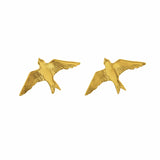 Alex Monroe Flying Swallow Stud Earrings in Gold
