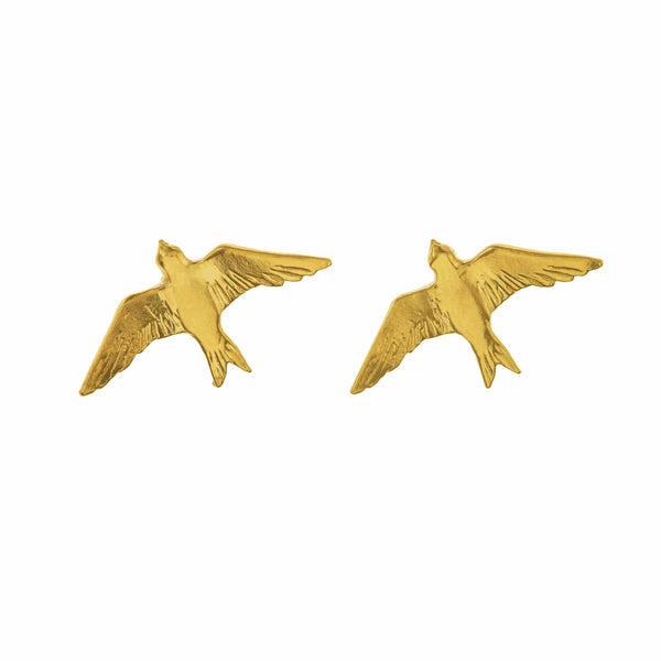 Alex Monroe Flying Swallow Stud Earrings in Gold