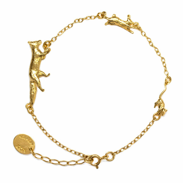 Alex Monroe Fox, Rabbit & Mouse Chase Bracelet in Gold