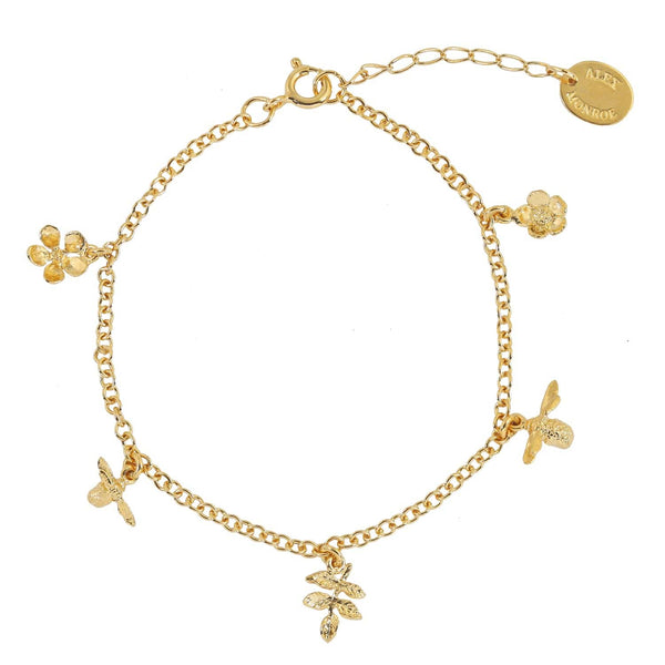 Alex Monroe Garden Gathering Charm Bracelet in Gold