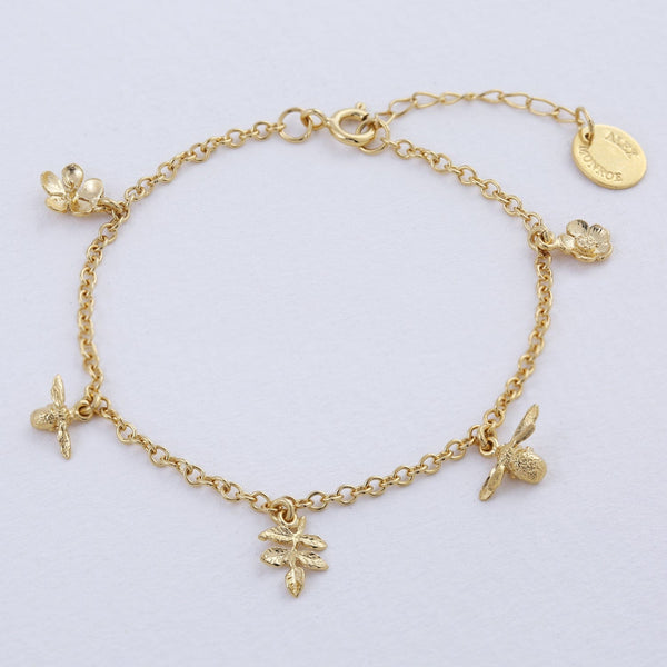 Alex Monroe Garden Gathering Charm Bracelet in Gold