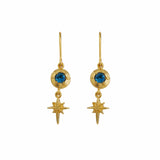 Alex Monroe Guiding Star Blue Topaz Hook Earrings in Gold