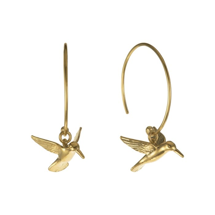 Alex Monroe Hummingbird Hoop Earrings in Gold