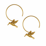 Alex Monroe Hummingbird Hoop Earrings in Gold