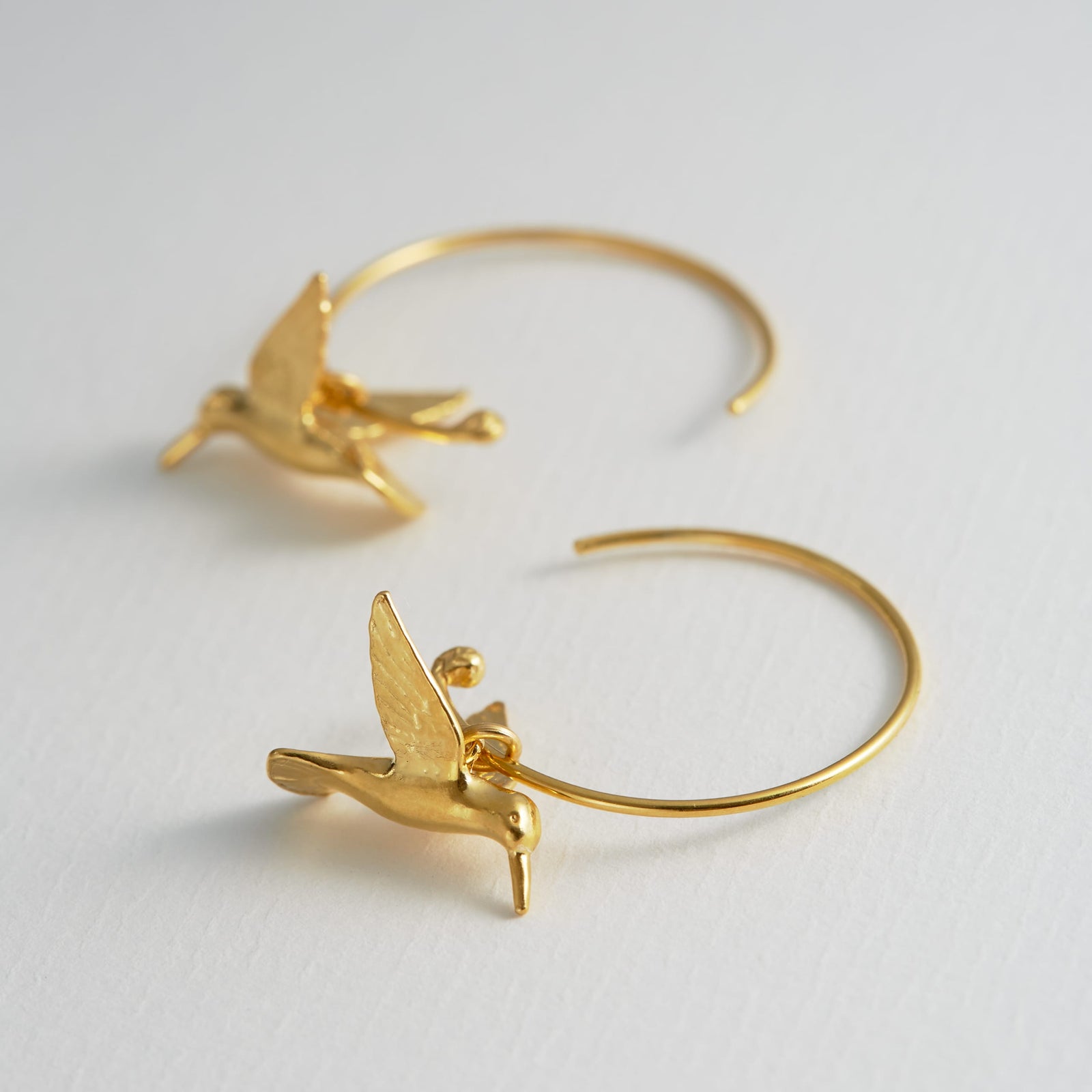 Alex Monroe Hummingbird Hoop Earrings in Gold
