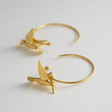 Alex Monroe Hummingbird Hoop Earrings in Gold