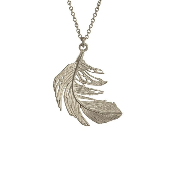 Alex Monroe Large Feather Necklace in Silver
