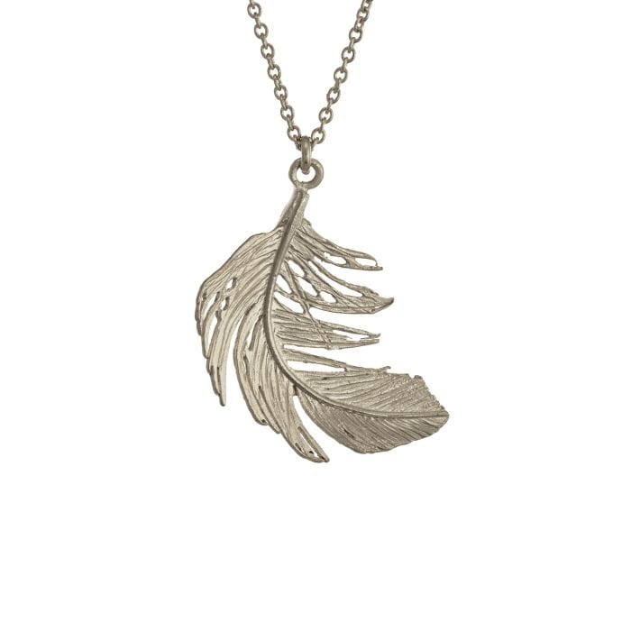 Alex Monroe Large Feather Necklace in Silver