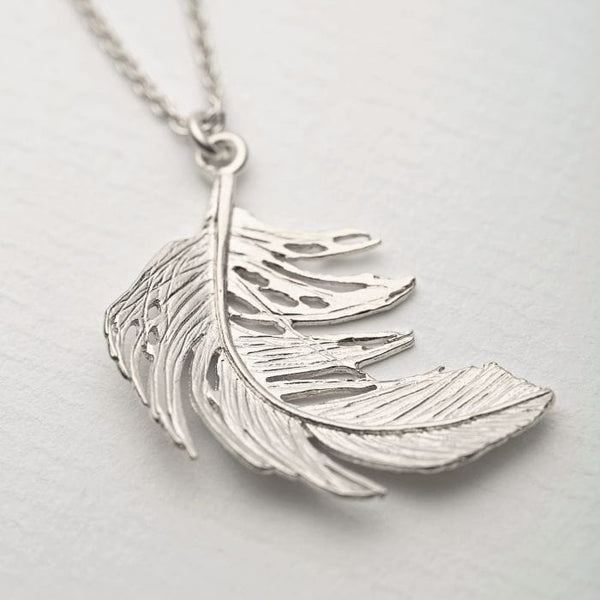Alex Monroe Large Feather Necklace in Silver