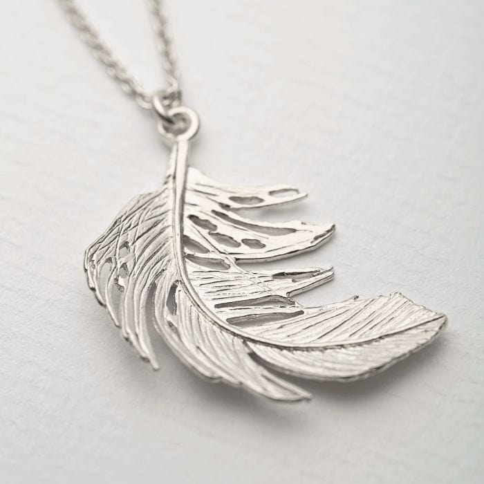 Alex Monroe Large Feather Necklace in Silver
