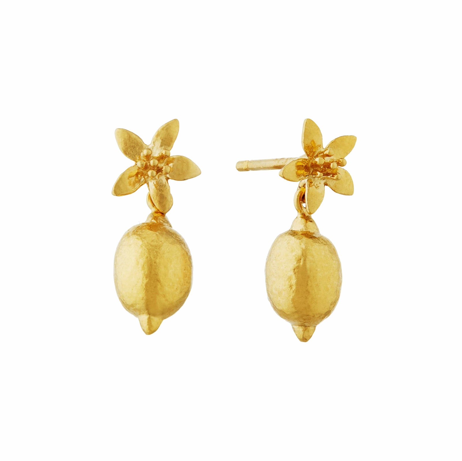 Alex Monroe Lemon Blossom Stud Earrings with Lemon Drops in Gold