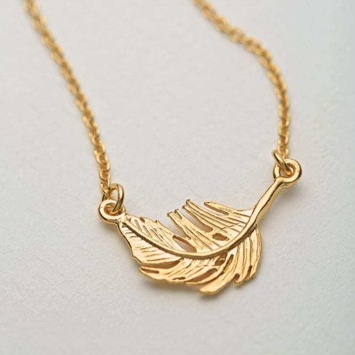 Alex Monroe Little Feather Inline Necklace in Gold
