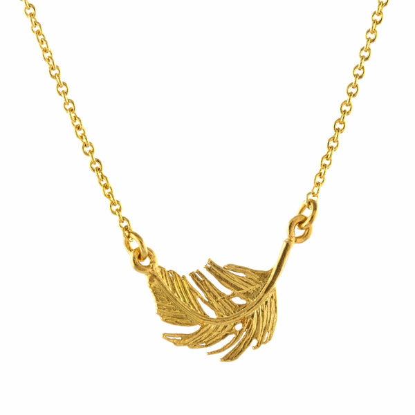 Alex Monroe Little Feather Inline Necklace in Gold