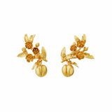 Alex Monroe Peach Blossom Branch Climber Earrings in Gold