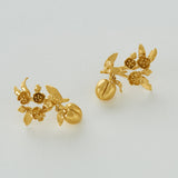 Alex Monroe Peach Blossom Branch Climber Earrings in Gold