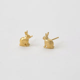 Alex Monroe Sitting Bunny Stud Earrings in Gold