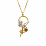 Alex Monroe Stowaway Mouse Charm Necklace with Guiding Star & London Blue Topaz
