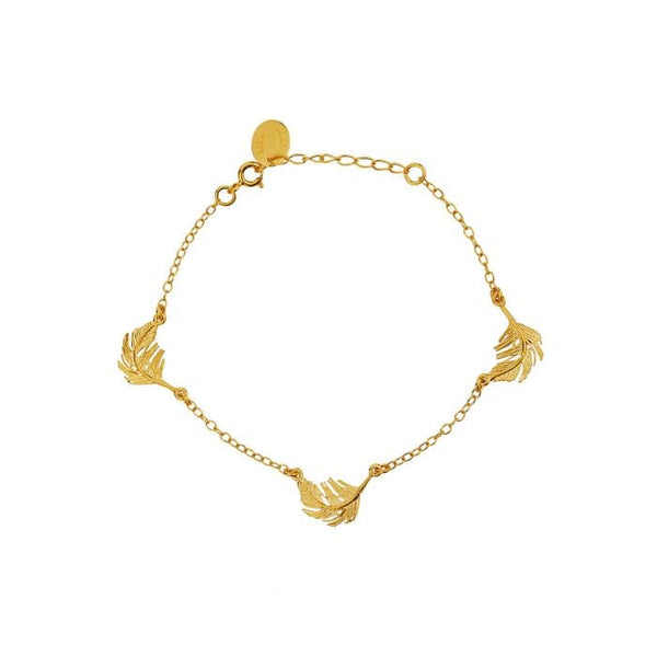 Alex Monroe Three Feather Bracelet in Gold